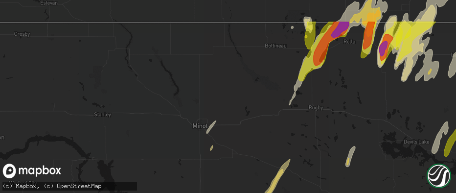 Hail map in Deering, ND on June 2, 2026