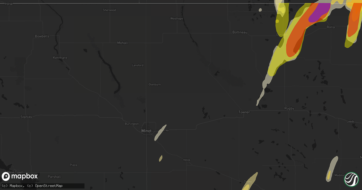 Hail map in Deering, ND on June 2, 2026