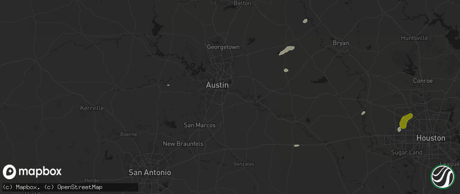 Hail map in Del Valle, TX on June 2, 2026