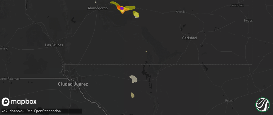 Hail map in Dell City, TX on June 2, 2026