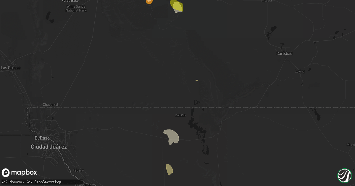 Hail map in Dell City, TX on June 2, 2026