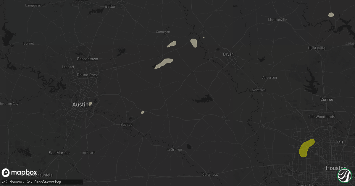 Hail map in Dime Box, TX on June 2, 2026