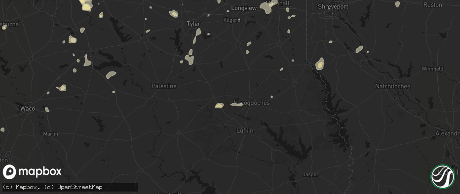 Hail map in Douglass, TX on June 2, 2026