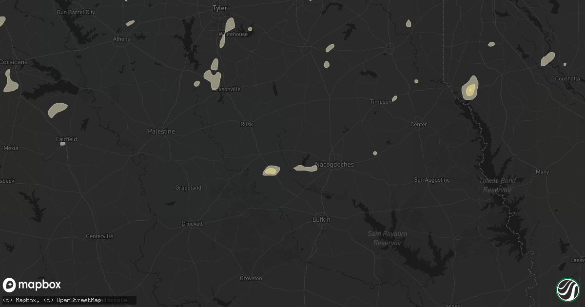 Hail map in Douglass, TX on June 2, 2026