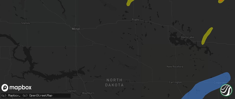 Hail map in Drake, ND on June 2, 2026