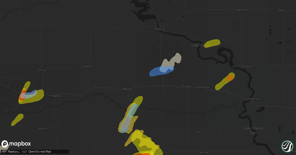 Hail map in Draper, SD on June 2, 2026