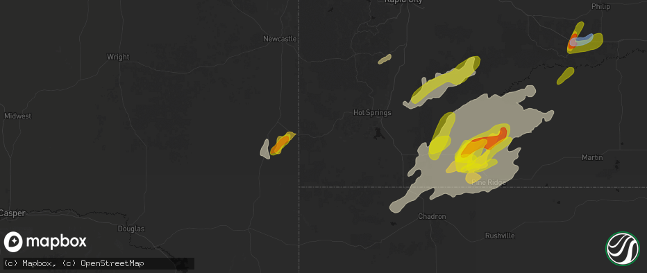 Hail map in Edgemont, SD on June 2, 2026