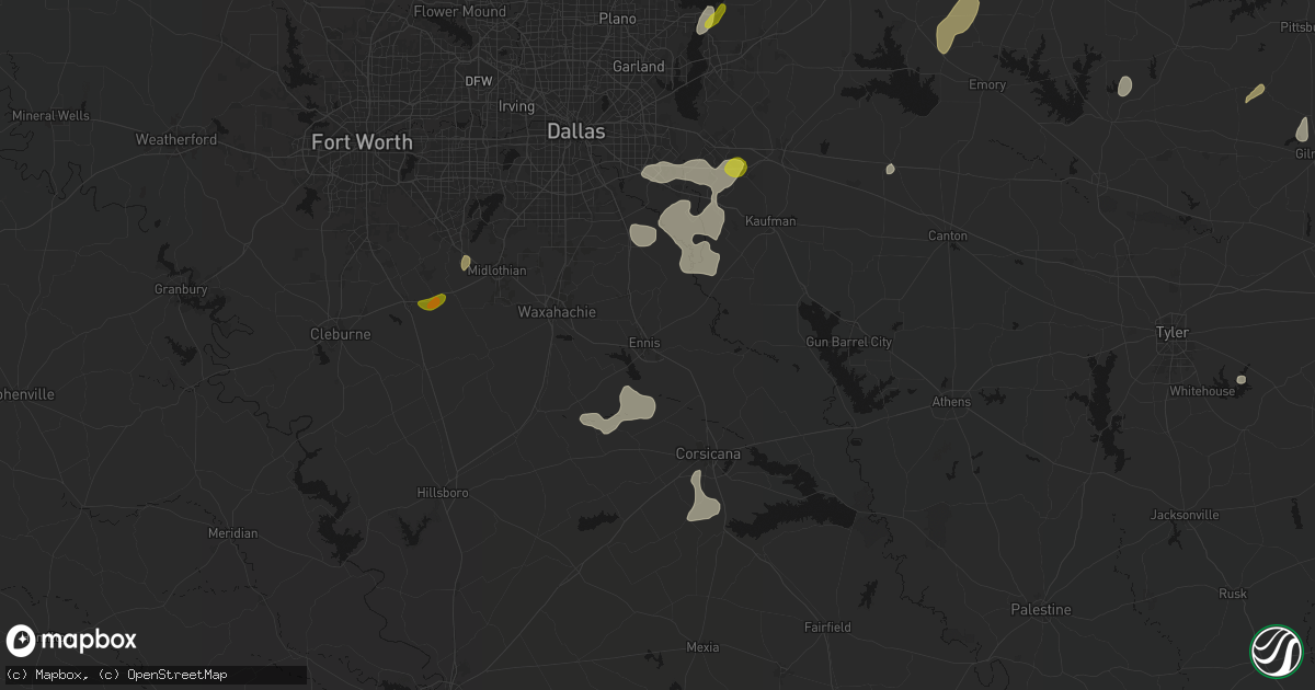 Hail map in Ennis, TX on June 2, 2026