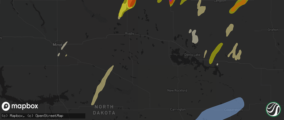 Hail map in Esmond, ND on June 2, 2026