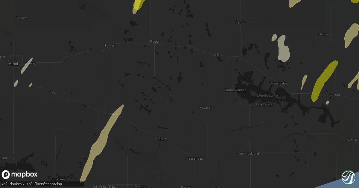 Hail map in Esmond, ND on June 2, 2026