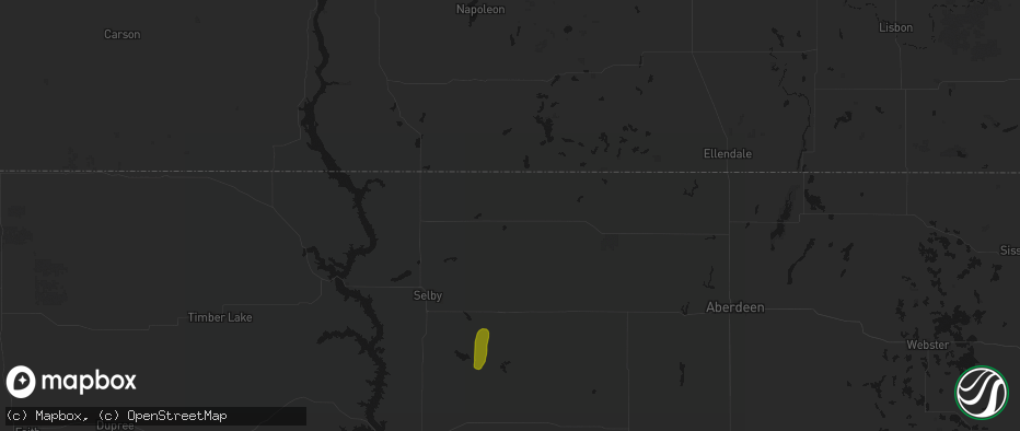 Hail map in Eureka, SD on June 2, 2026