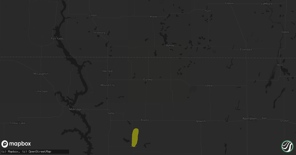 Hail map in Eureka, SD on June 2, 2026