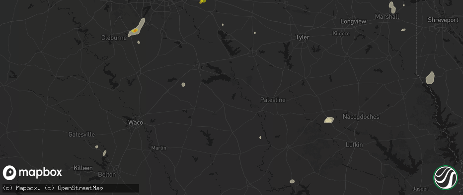 Hail map in Fairfield, TX on June 2, 2026