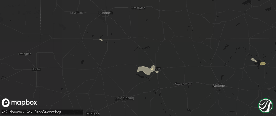 Hail map in Fluvanna, TX on June 2, 2026
