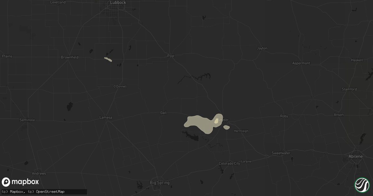 Hail map in Fluvanna, TX on June 2, 2026