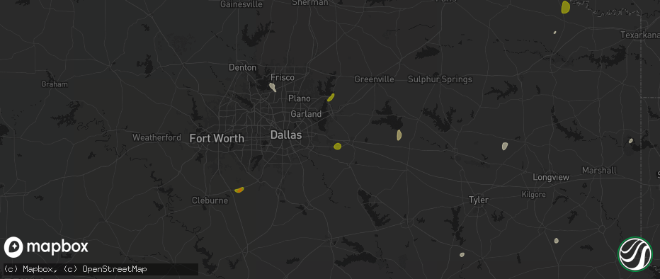 Hail map in Forney, TX on June 2, 2026