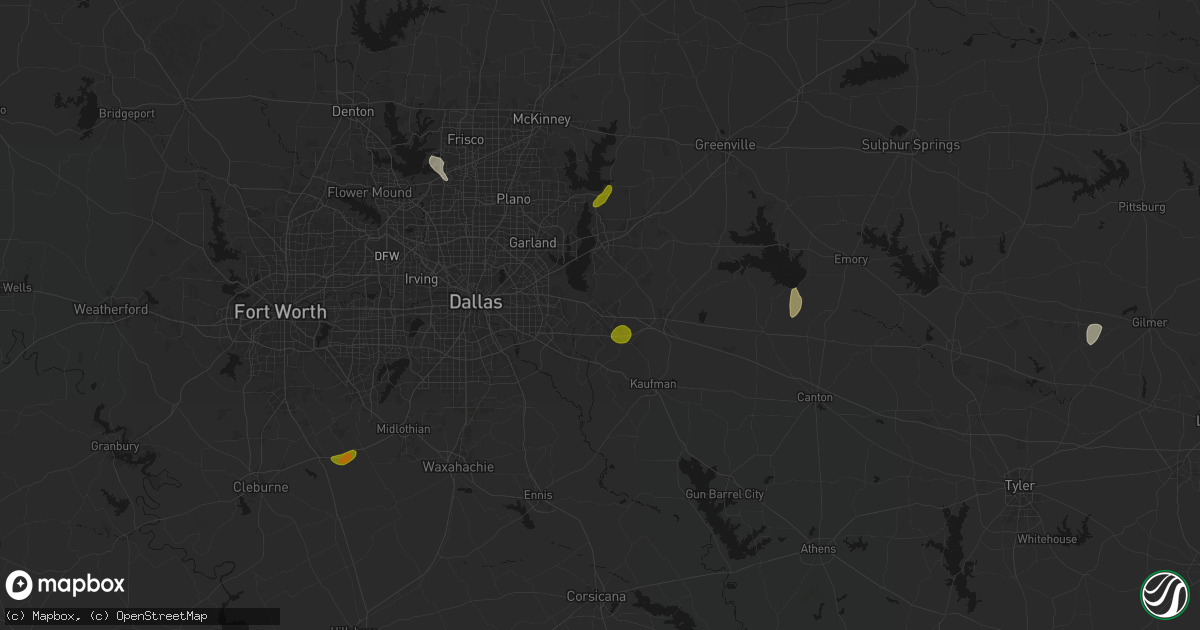 Hail map in Forney, TX on June 2, 2026