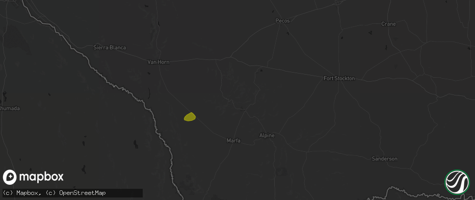 Hail map in Fort Davis, TX on June 2, 2026