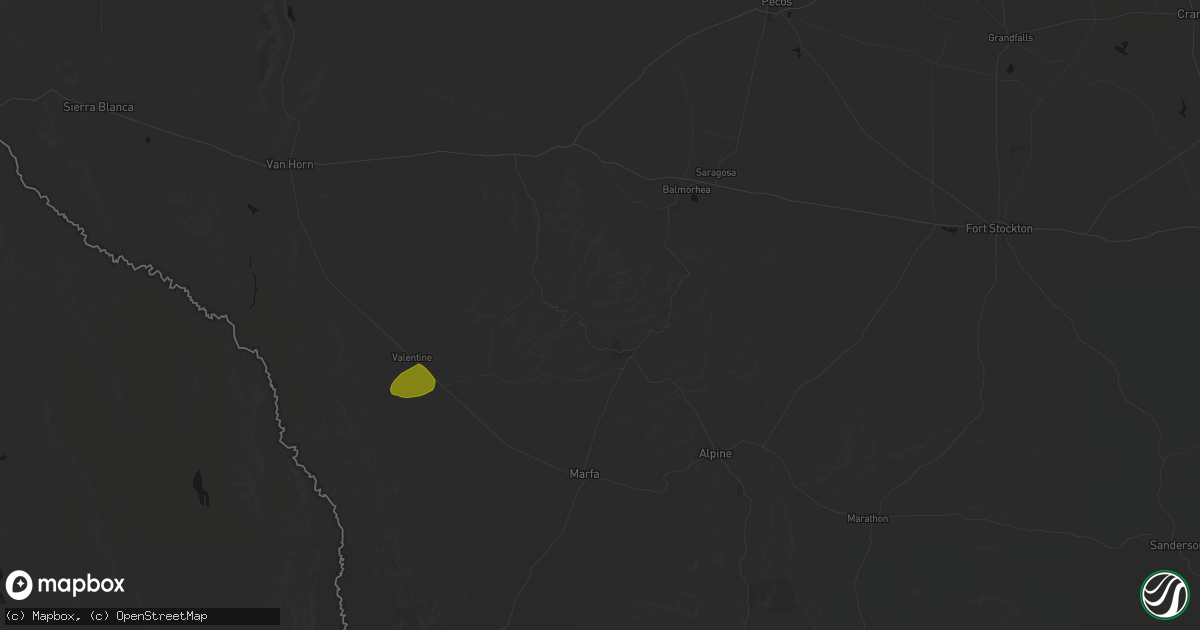 Hail map in Fort Davis, TX on June 2, 2026