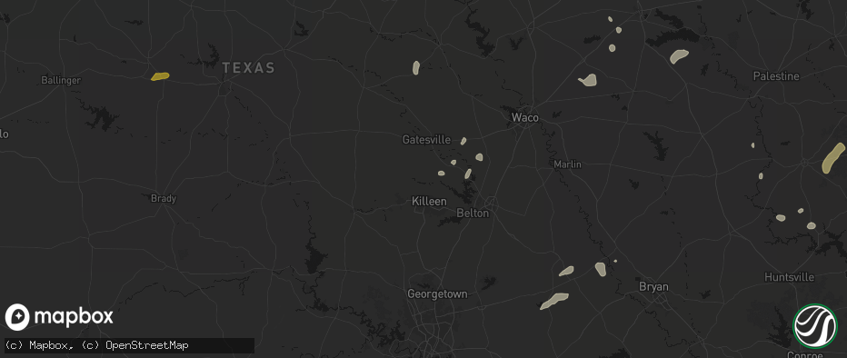 Hail map in Fort Hood, TX on June 2, 2026