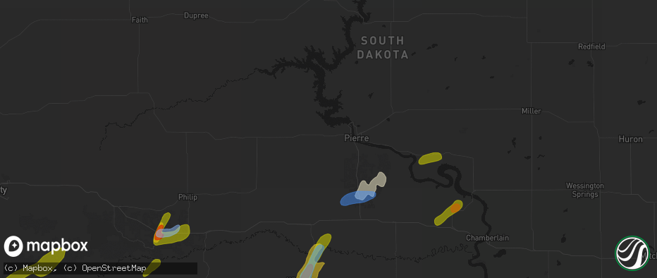 Hail map in Fort Pierre, SD on June 2, 2026