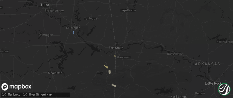 Hail map in Fort Smith, AR on June 2, 2026