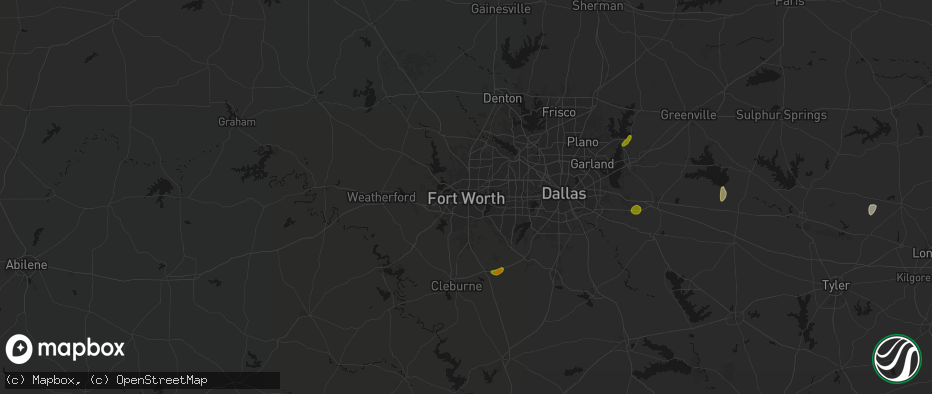 Hail map in Fort Worth, TX on June 2, 2026