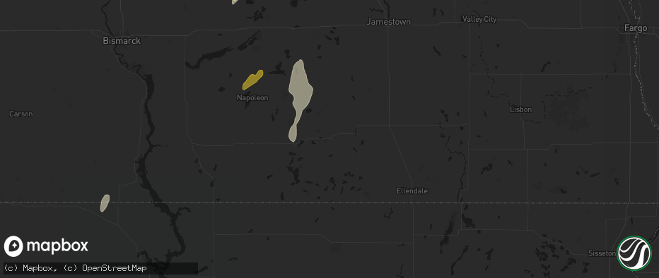 Hail map in Fredonia, ND on June 2, 2026