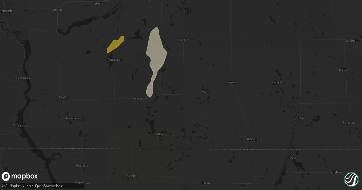 Hail map in Fredonia, ND on June 2, 2026
