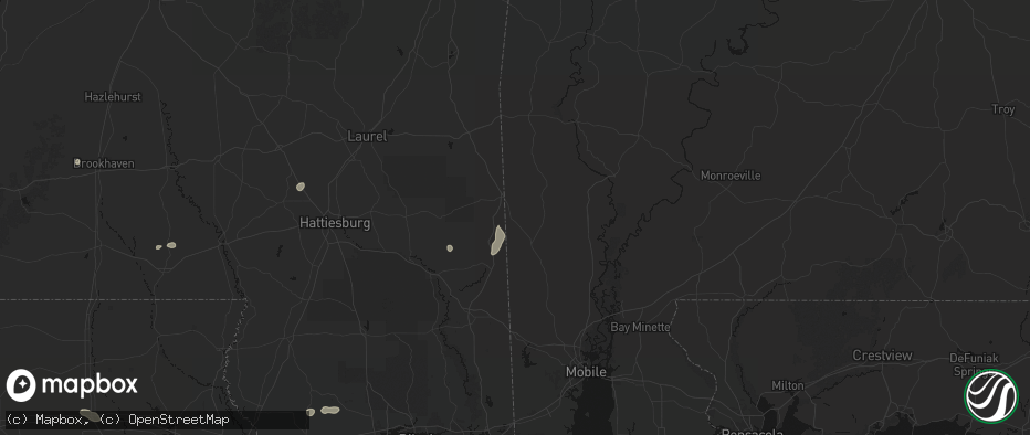 Hail map in Fruitdale, AL on June 2, 2026
