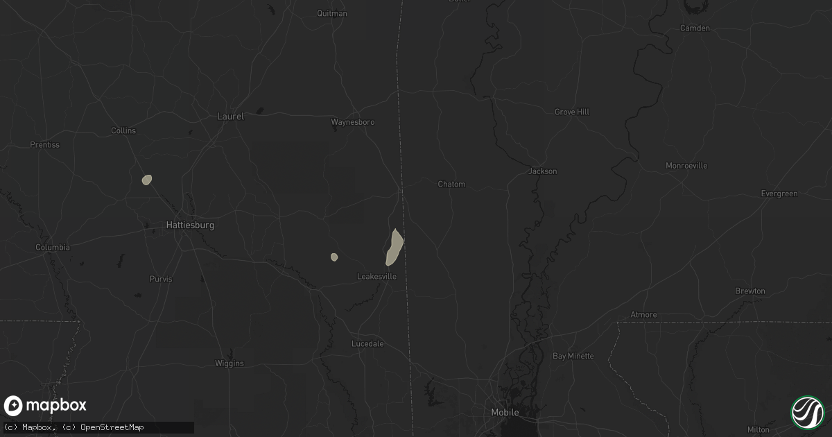Hail map in Fruitdale, AL on June 2, 2026