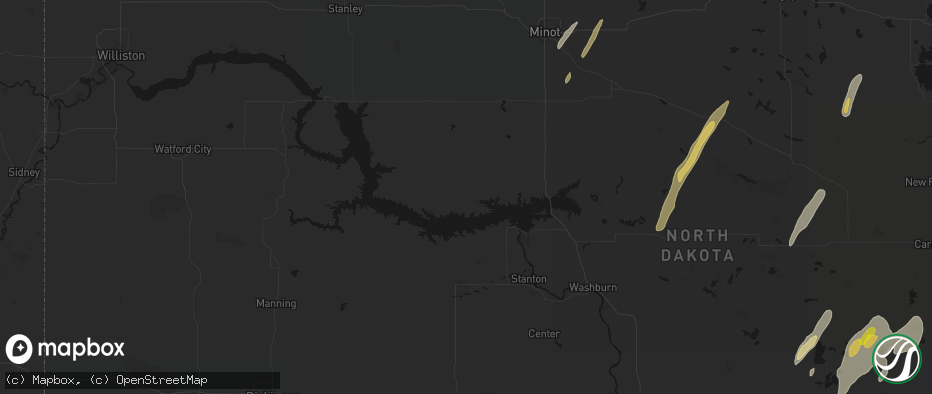 Hail map in Garrison, ND on June 2, 2026