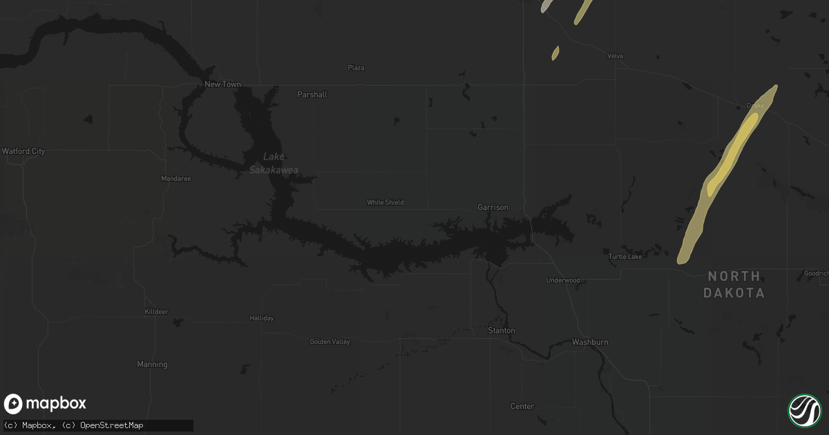 Hail map in Garrison, ND on June 2, 2026