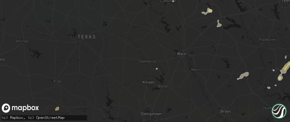 Hail map in Gatesville, TX on June 2, 2026