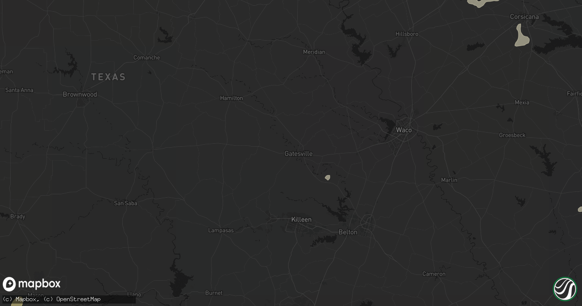Hail map in Gatesville, TX on June 2, 2026