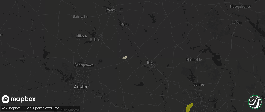 Hail map in Gause, TX on June 2, 2026