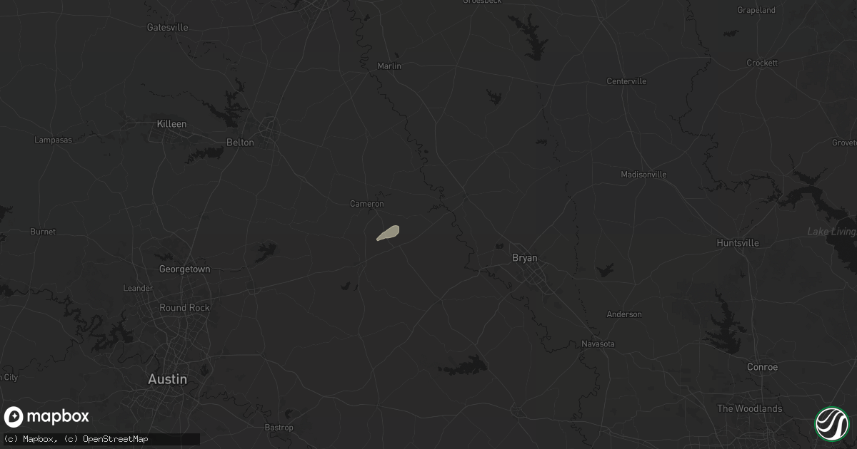 Hail map in Gause, TX on June 2, 2026
