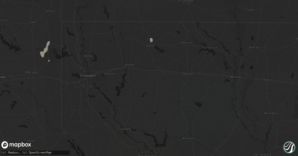 Hail map in Gibsland, LA on June 2, 2026