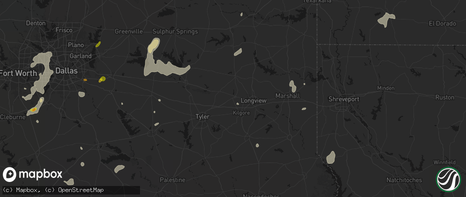 Hail map in Gladewater, TX on June 2, 2026