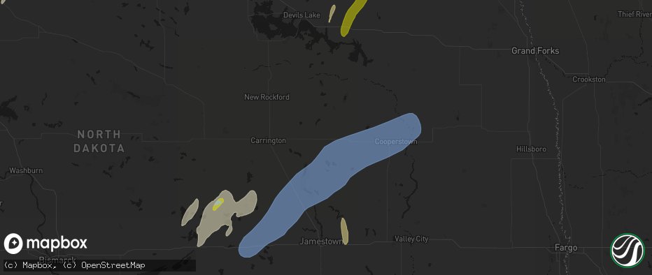 Hail map in Glenfield, ND on June 2, 2026