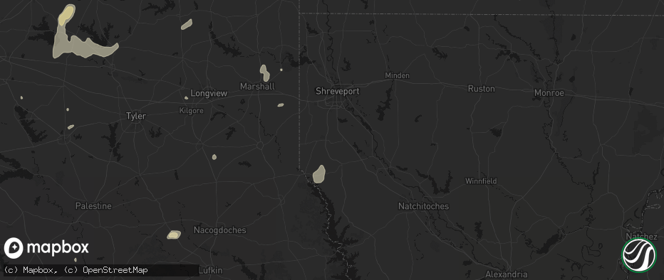 Hail map in Gloster, LA on June 2, 2026