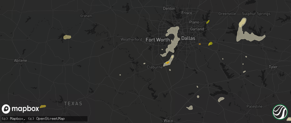 Hail map in Godley, TX on June 2, 2026
