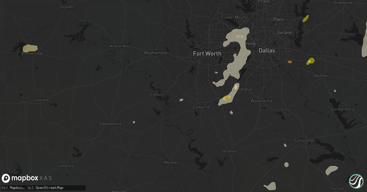 Hail map in Godley, TX on June 2, 2026