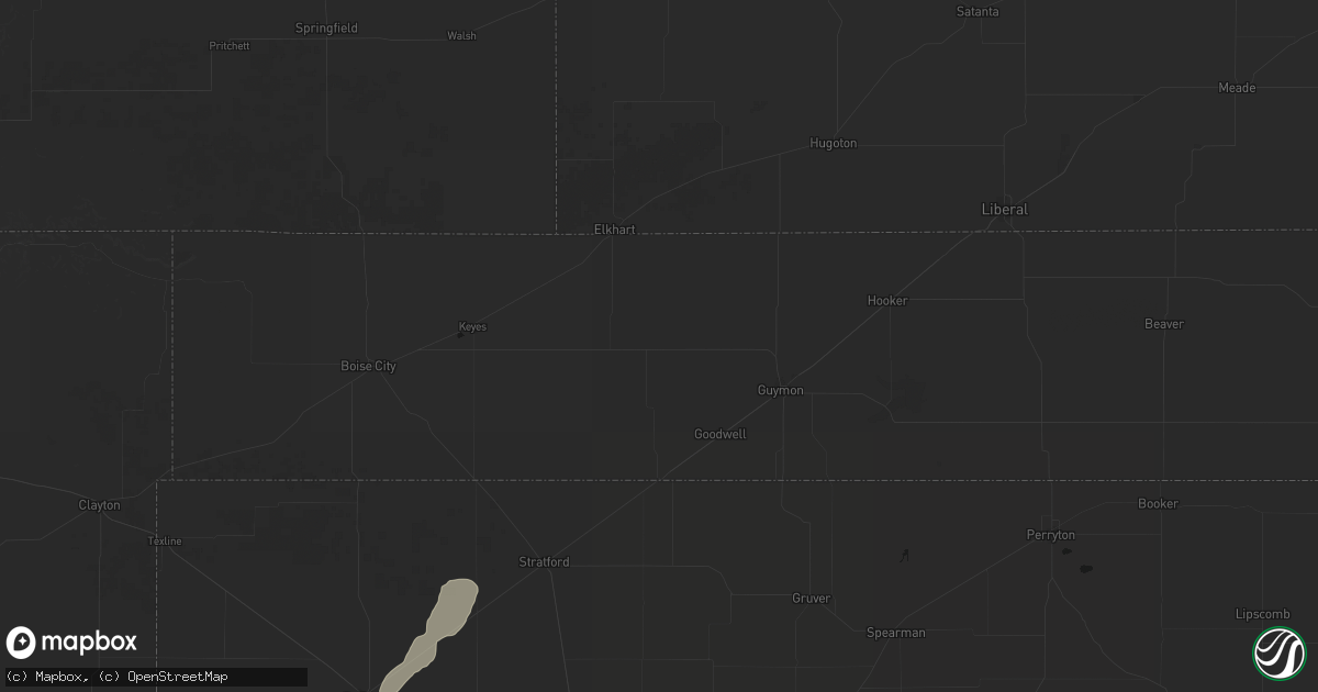 Hail map in Goodwell, OK on June 2, 2026