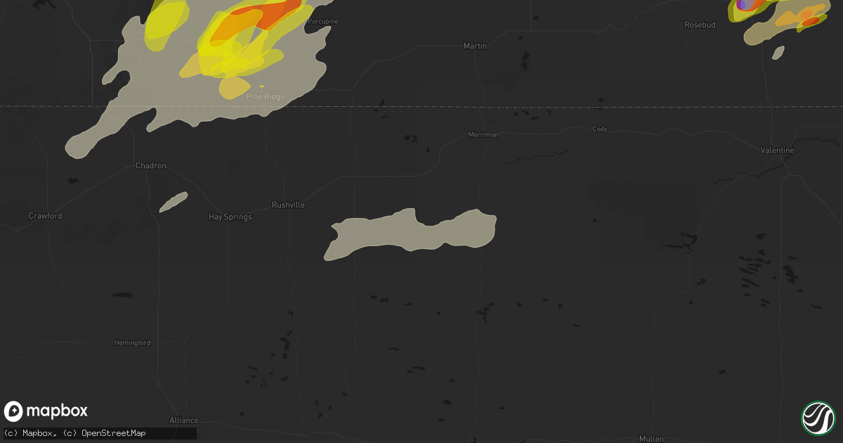 Hail map in Gordon, NE on June 2, 2026