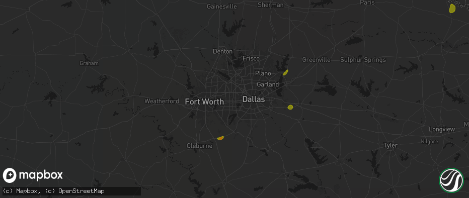 Hail map in Grand Prairie, TX on June 2, 2026