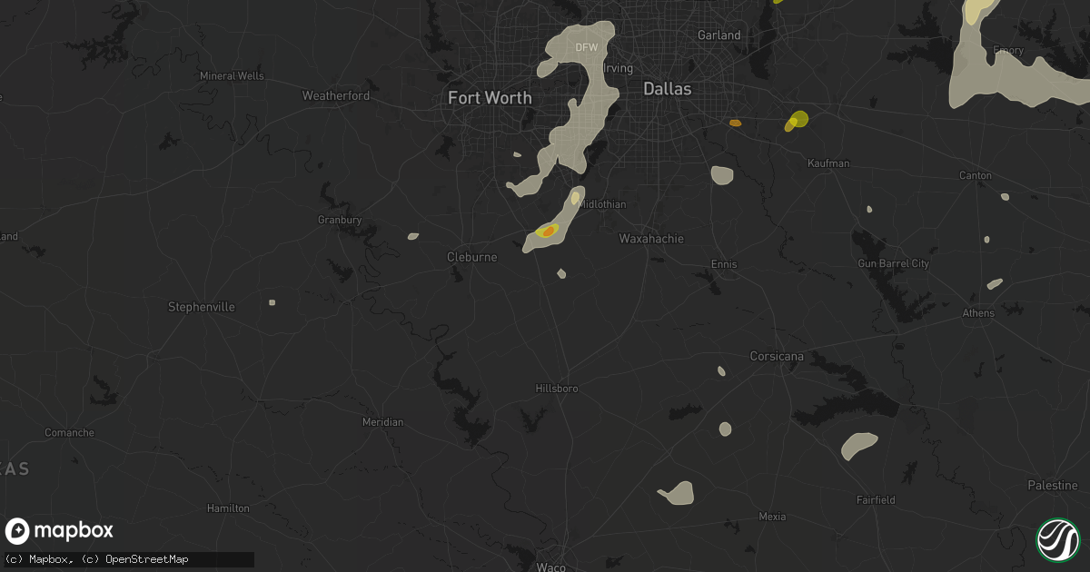 Hail map in Grandview, TX on June 2, 2026