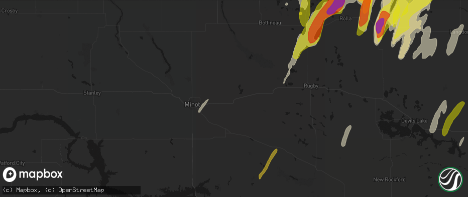 Hail map in Granville, ND on June 2, 2026