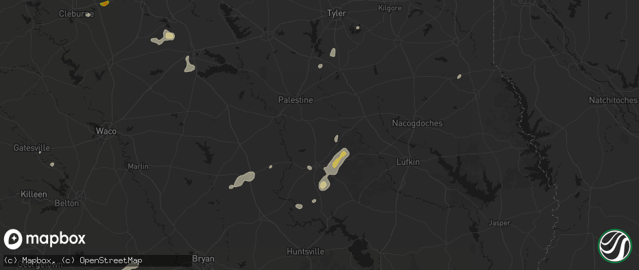 Hail map in Grapeland, TX on June 2, 2026