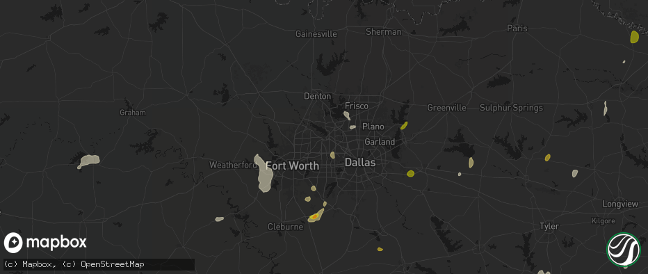 Hail map in Grapevine, TX on June 2, 2026